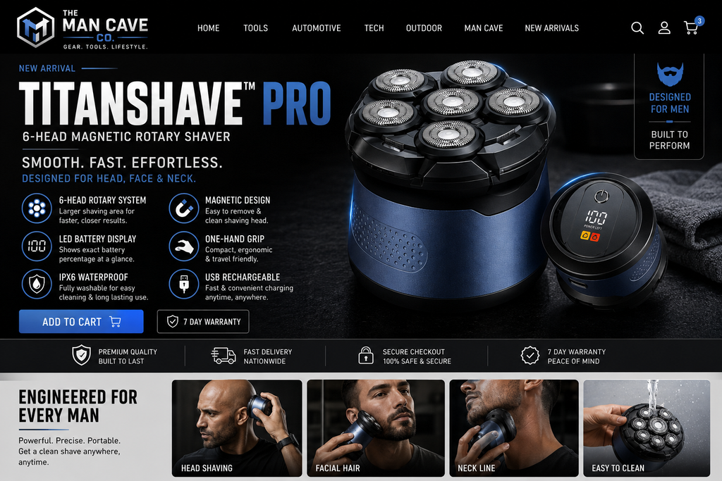 TitanShave™ Pro – 6-Head Magnetic Rotary Shaver